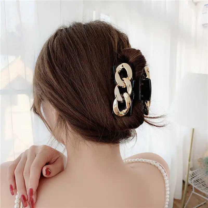 Metal Chain Hollow Out Hair Claw for Women