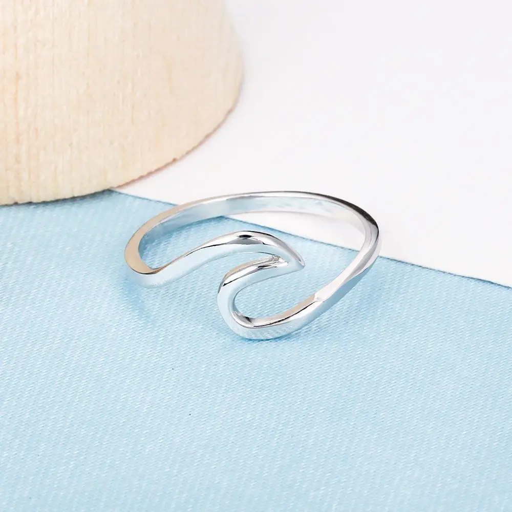 Women's 925 Sterling Silver Wave Shaped Ring