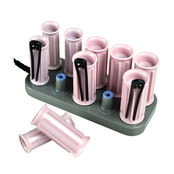 Pastel Pink Electric Hair Rollers 10 Pcs Set