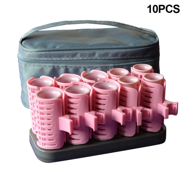 Pastel Pink Electric Hair Rollers 10 Pcs Set