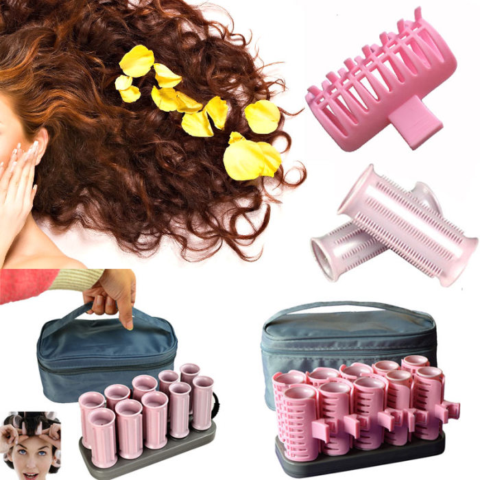 Pastel Pink Electric Hair Rollers 10 Pcs Set