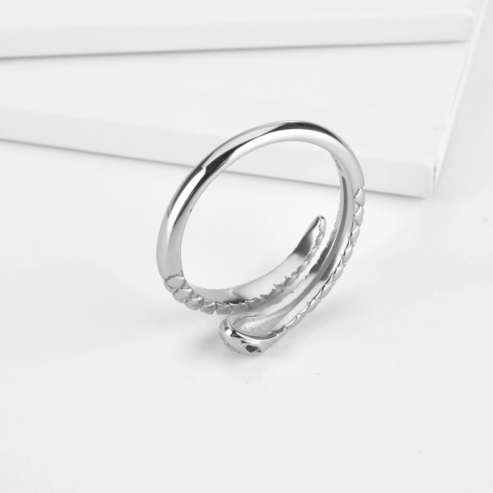 Women's 925 Sterling Silver Adjustable Snake Shaped Ring