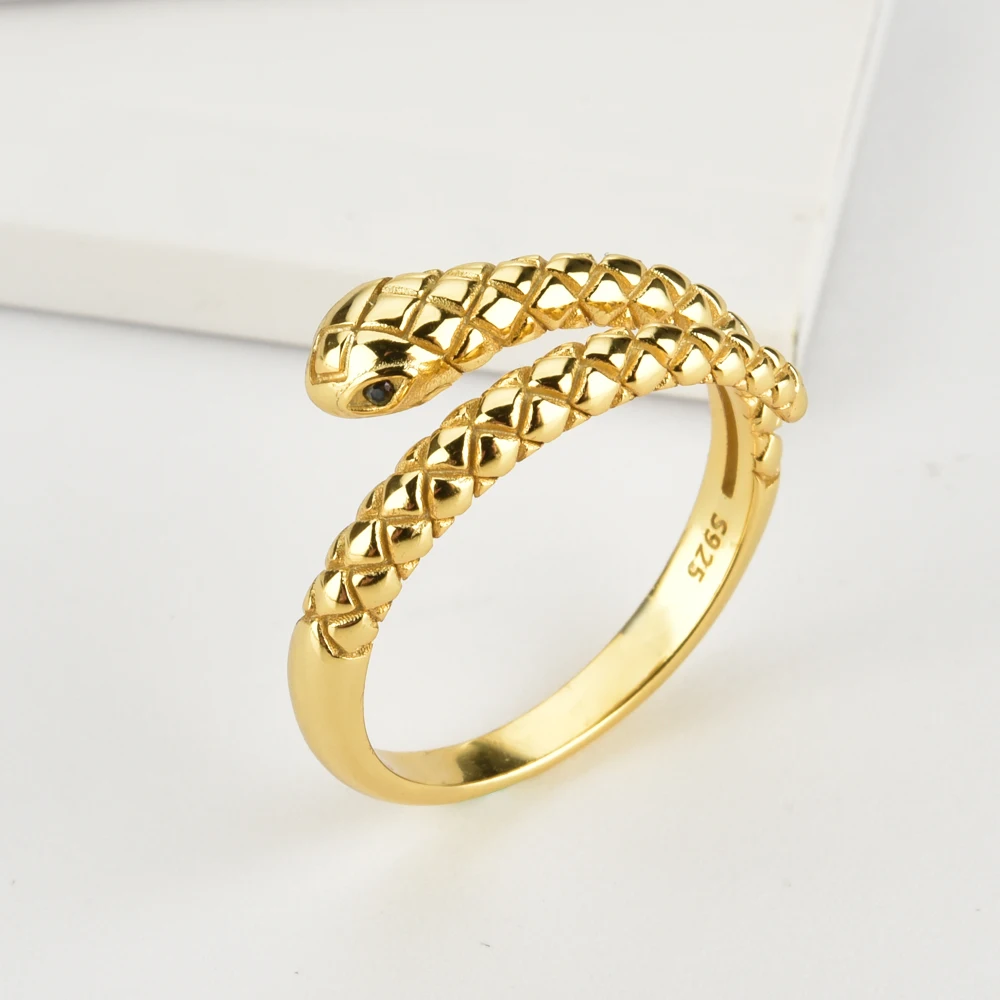 Women's 925 Sterling Silver Adjustable Snake Shaped Ring