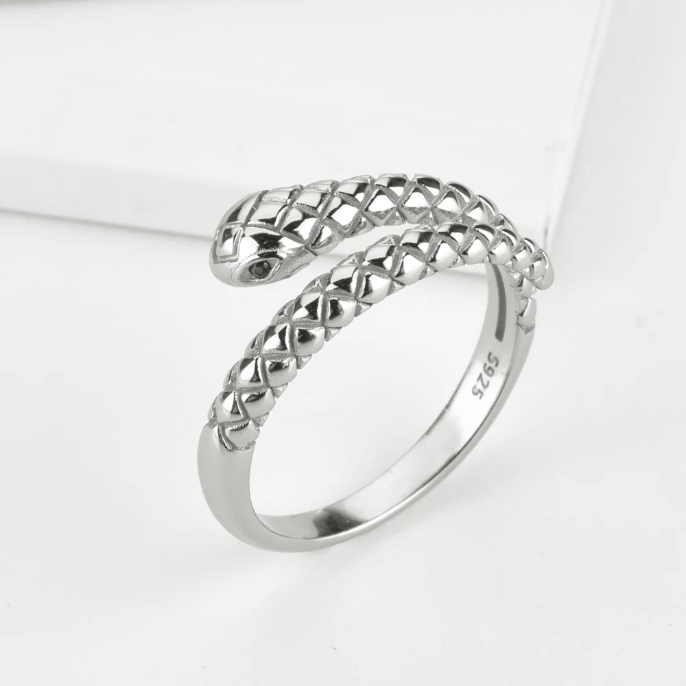 Women's 925 Sterling Silver Adjustable Snake Shaped Ring