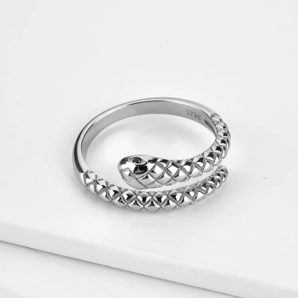 Women's 925 Sterling Silver Adjustable Snake Shaped Ring