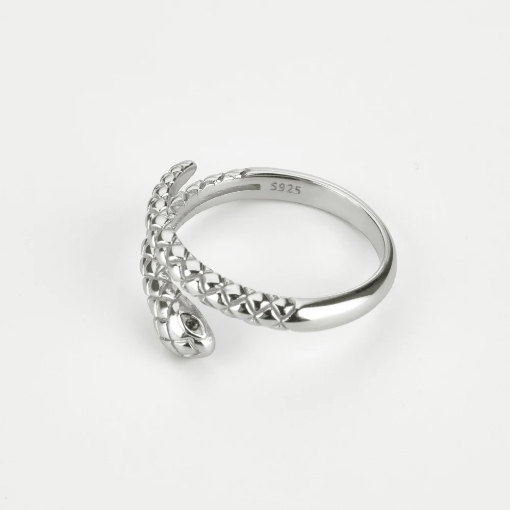 Women's 925 Sterling Silver Adjustable Snake Shaped Ring