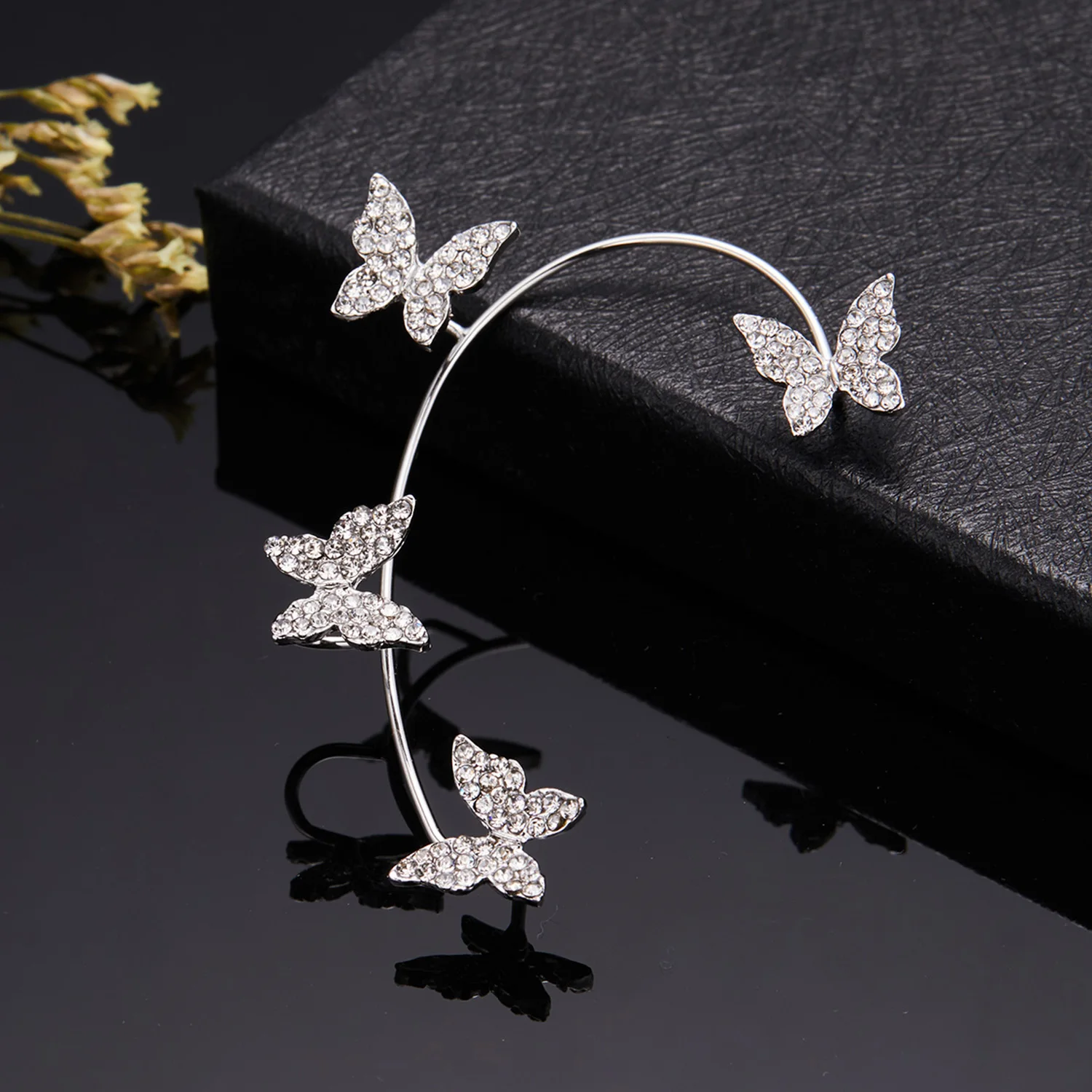 Shiny Crystal Butterfly Ear Cuff