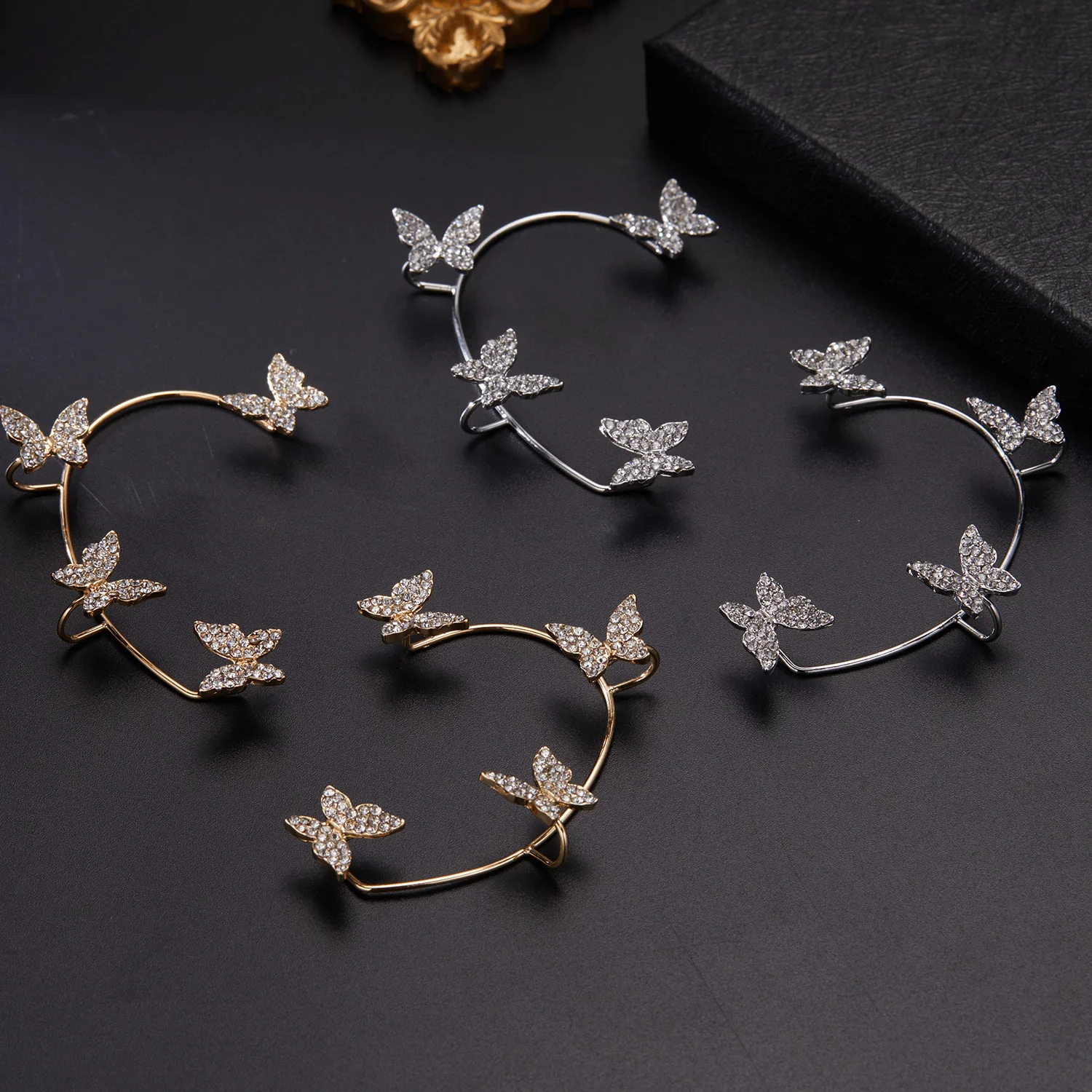 Shiny Crystal Butterfly Ear Cuff