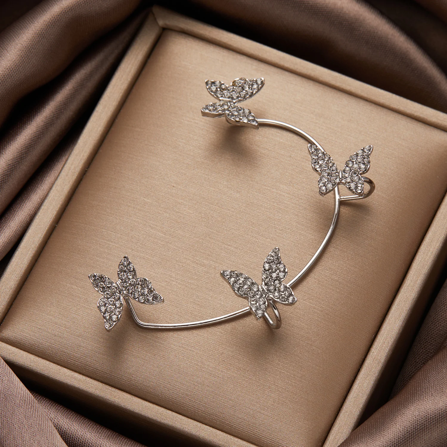 Shiny Crystal Butterfly Ear Cuff