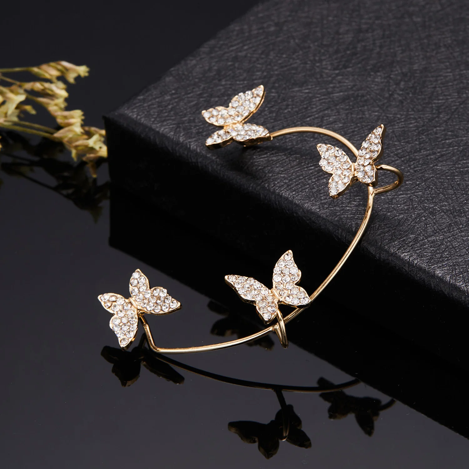 Shiny Crystal Butterfly Ear Cuff