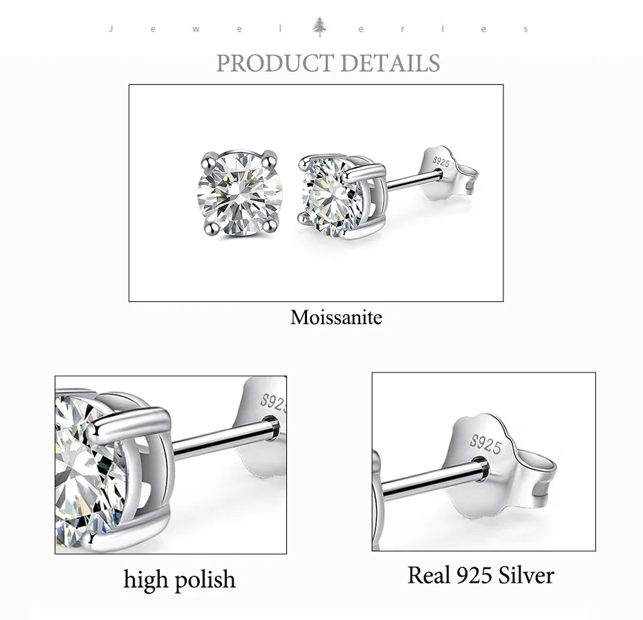 Moissanite Gemstone Rose Gold Stud Earrings