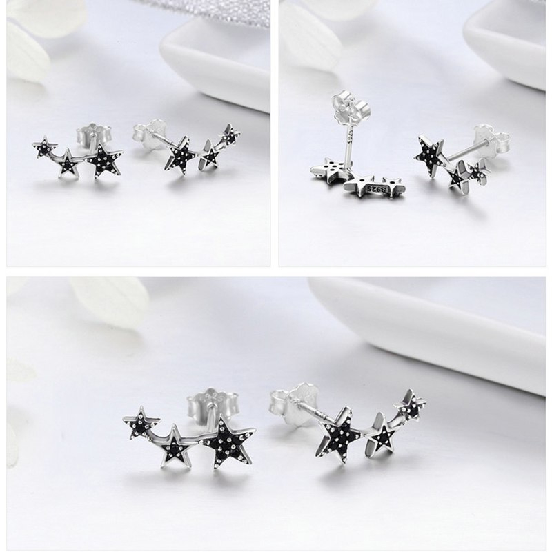 Sparkling Star Silver Women's Climber Earrings