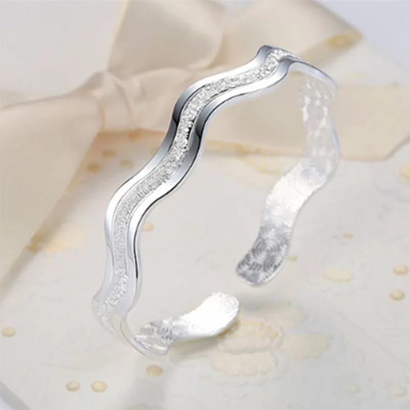 Wave Shaped Sterling Silver Bracelet