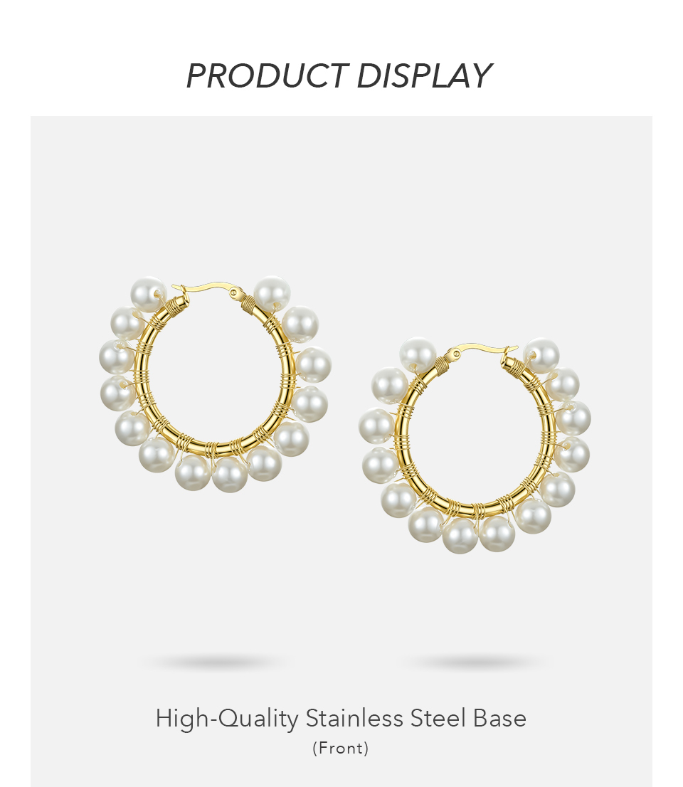 Women’s Elegant Pearls Hoop Earrings