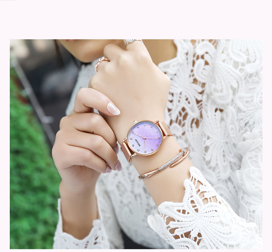 Women's Gradient Glitter Design Dial Watch