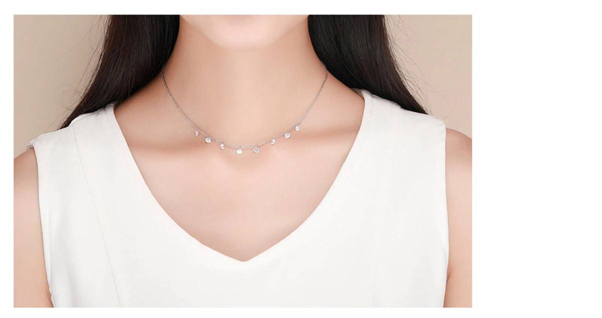 Women's 925 Sterling Silver Crystal Rain Necklace