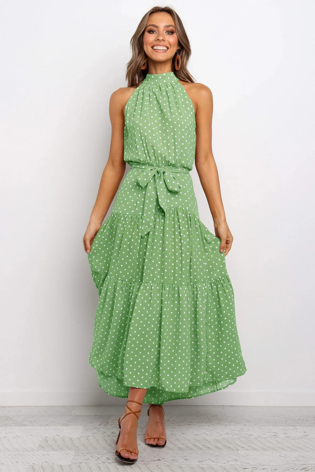 Women's Polka Dot Halter Dress