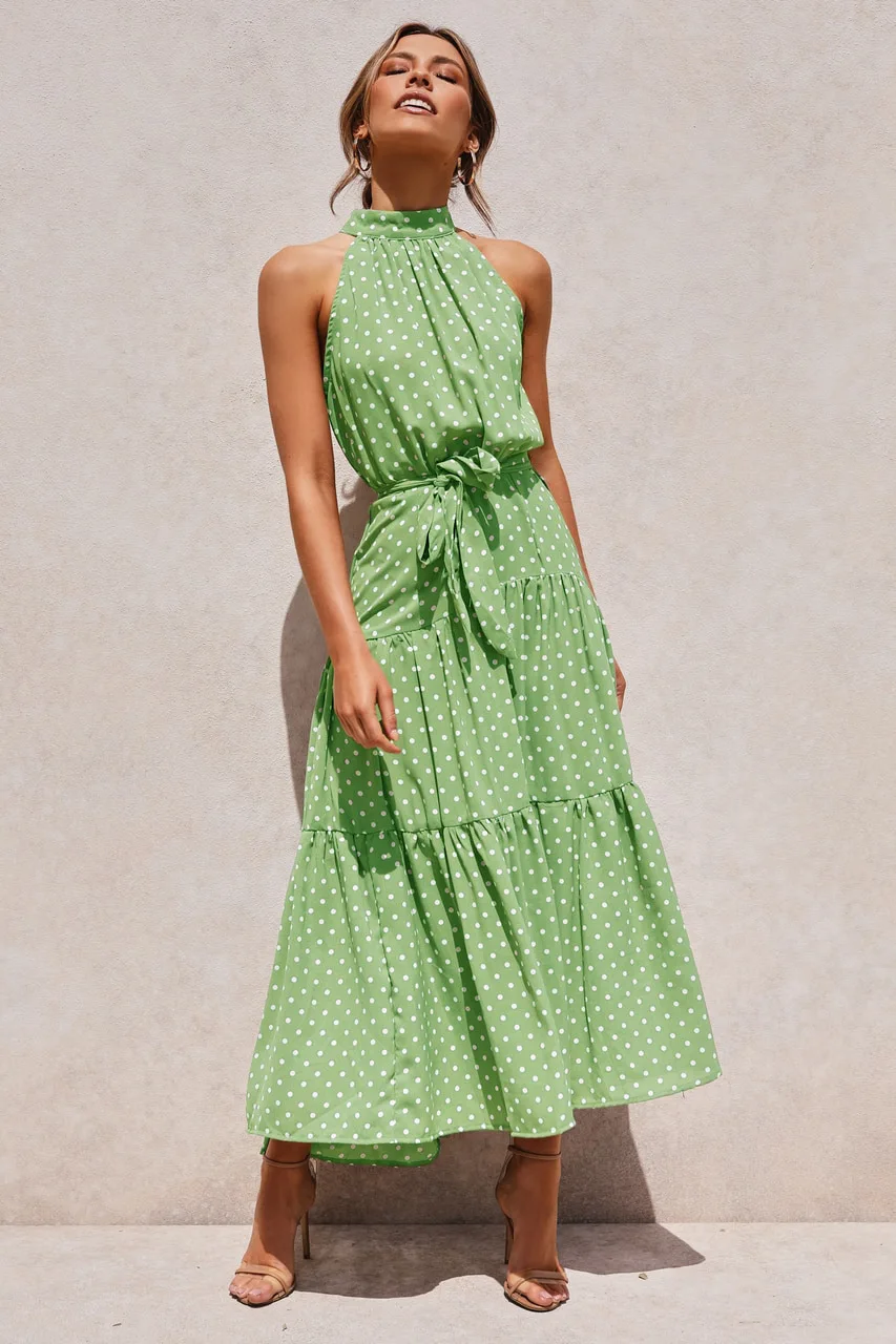 Women's Polka Dot Halter Dress