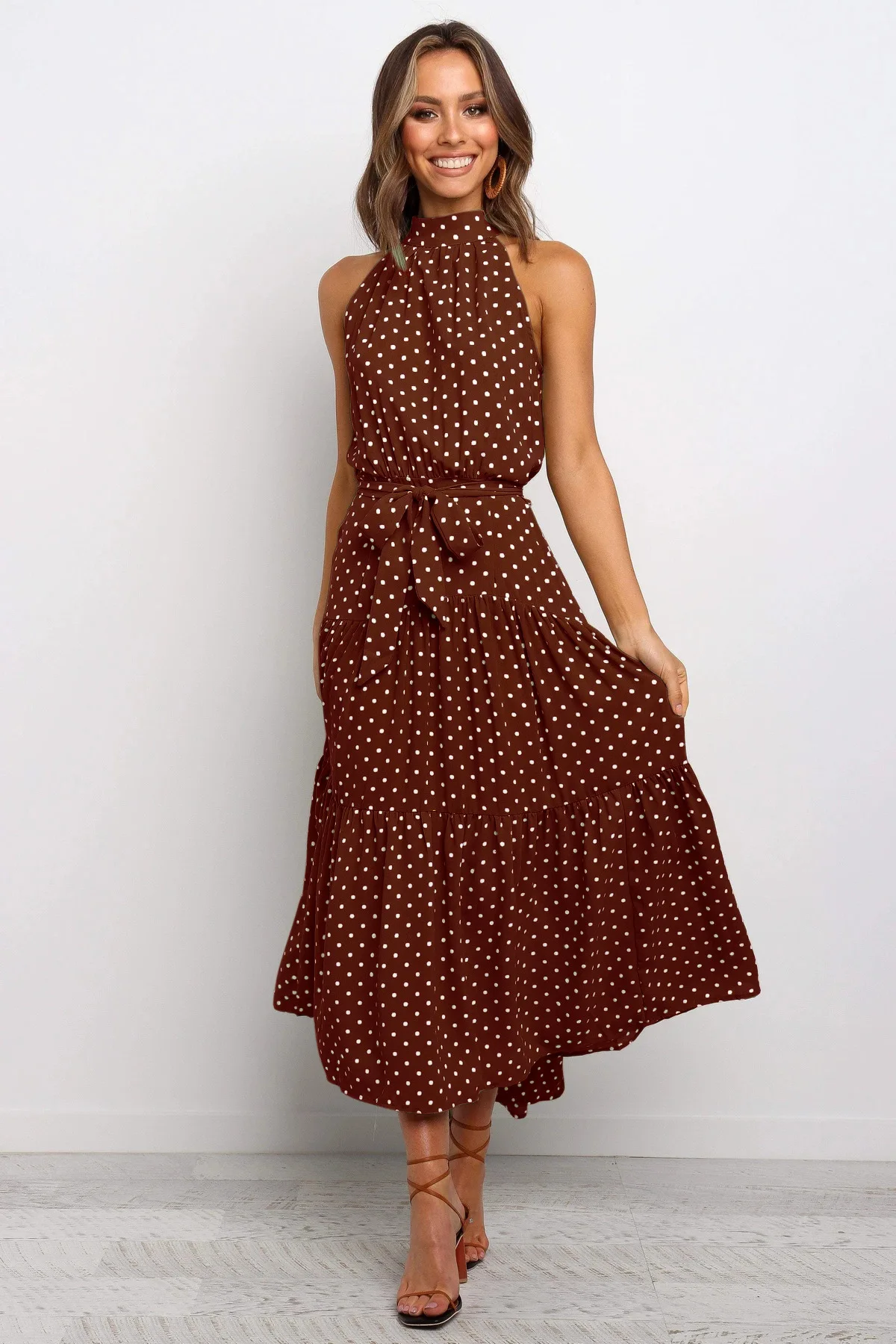 Women's Polka Dot Halter Dress