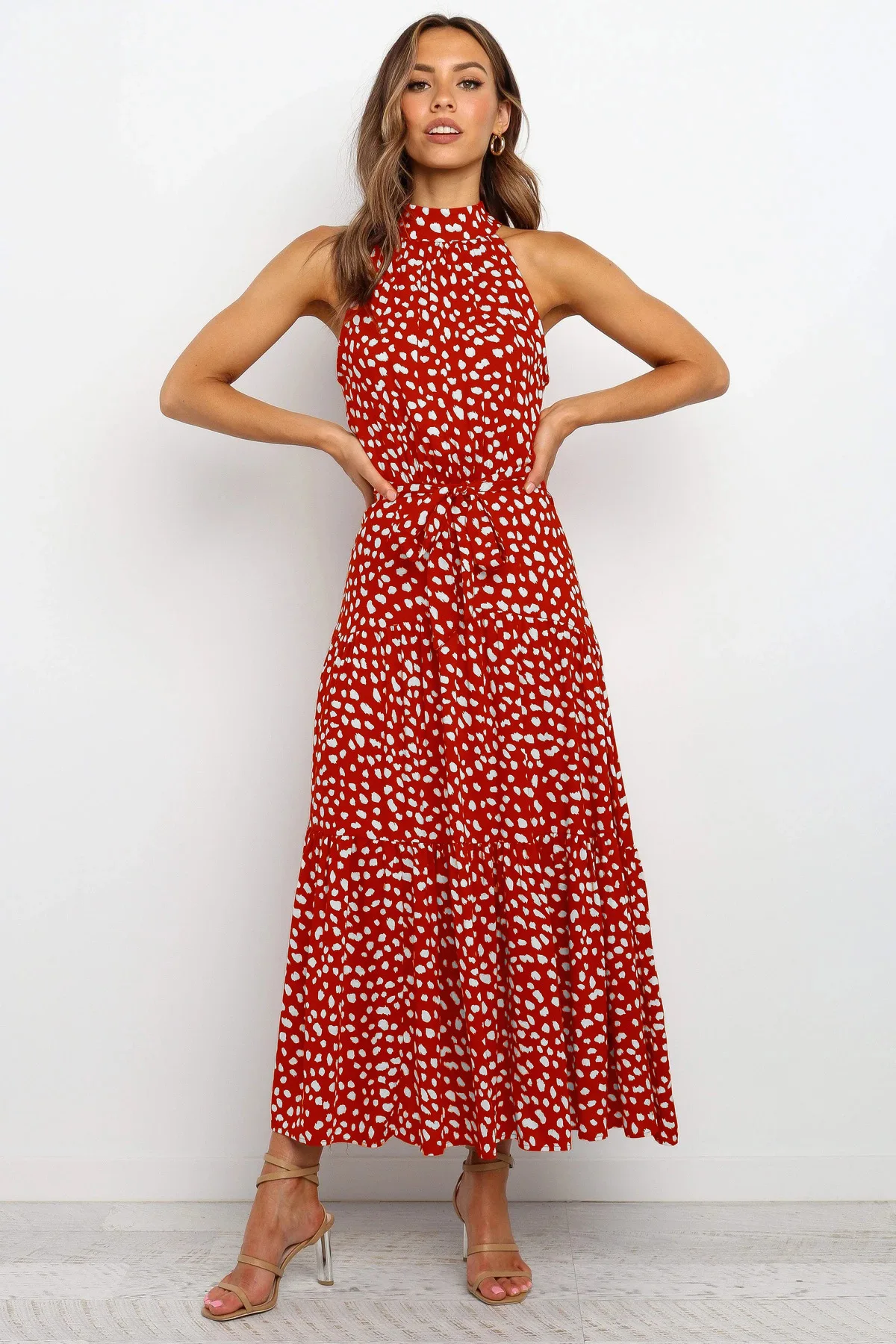 Women's Polka Dot Halter Dress