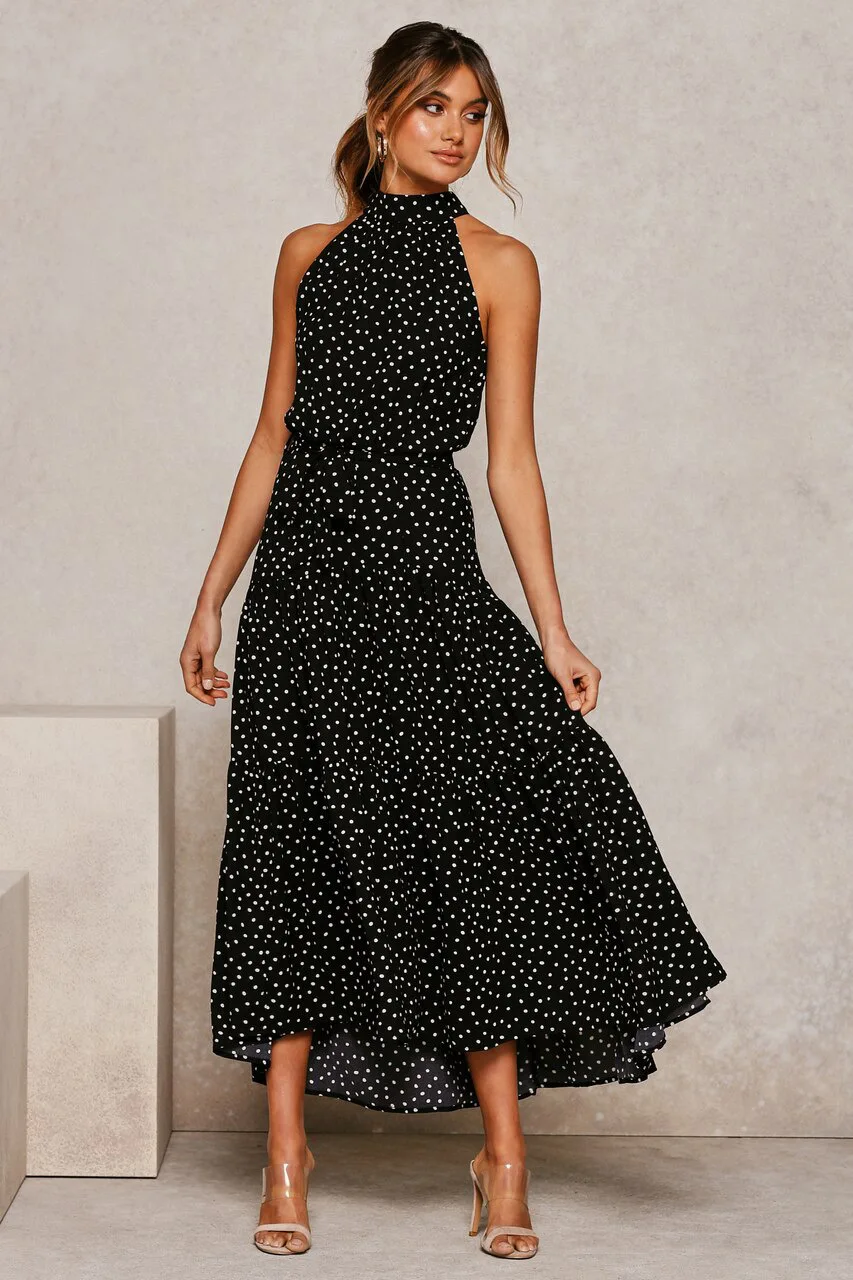 Women's Polka Dot Halter Dress