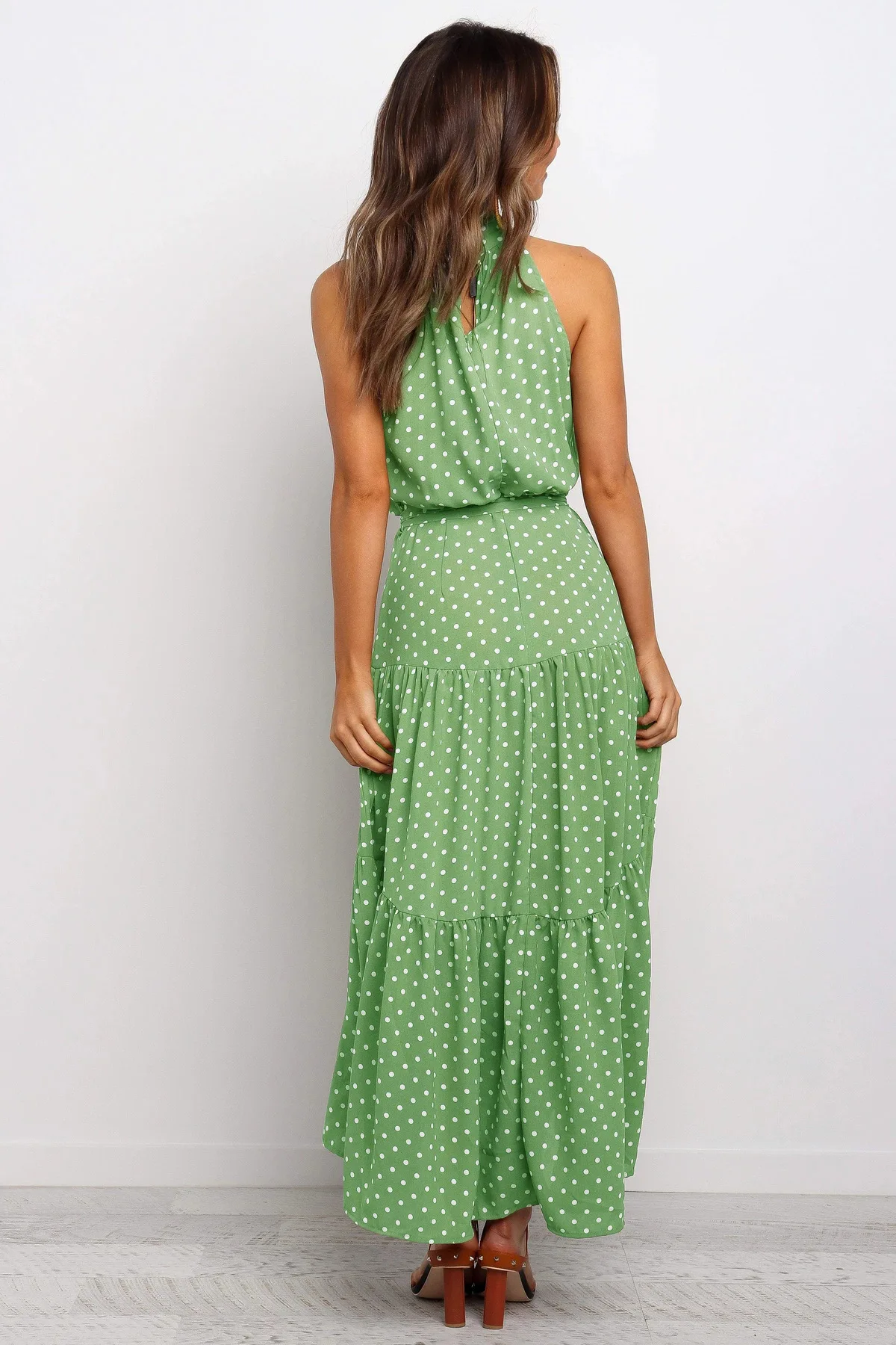 Women's Polka Dot Halter Dress