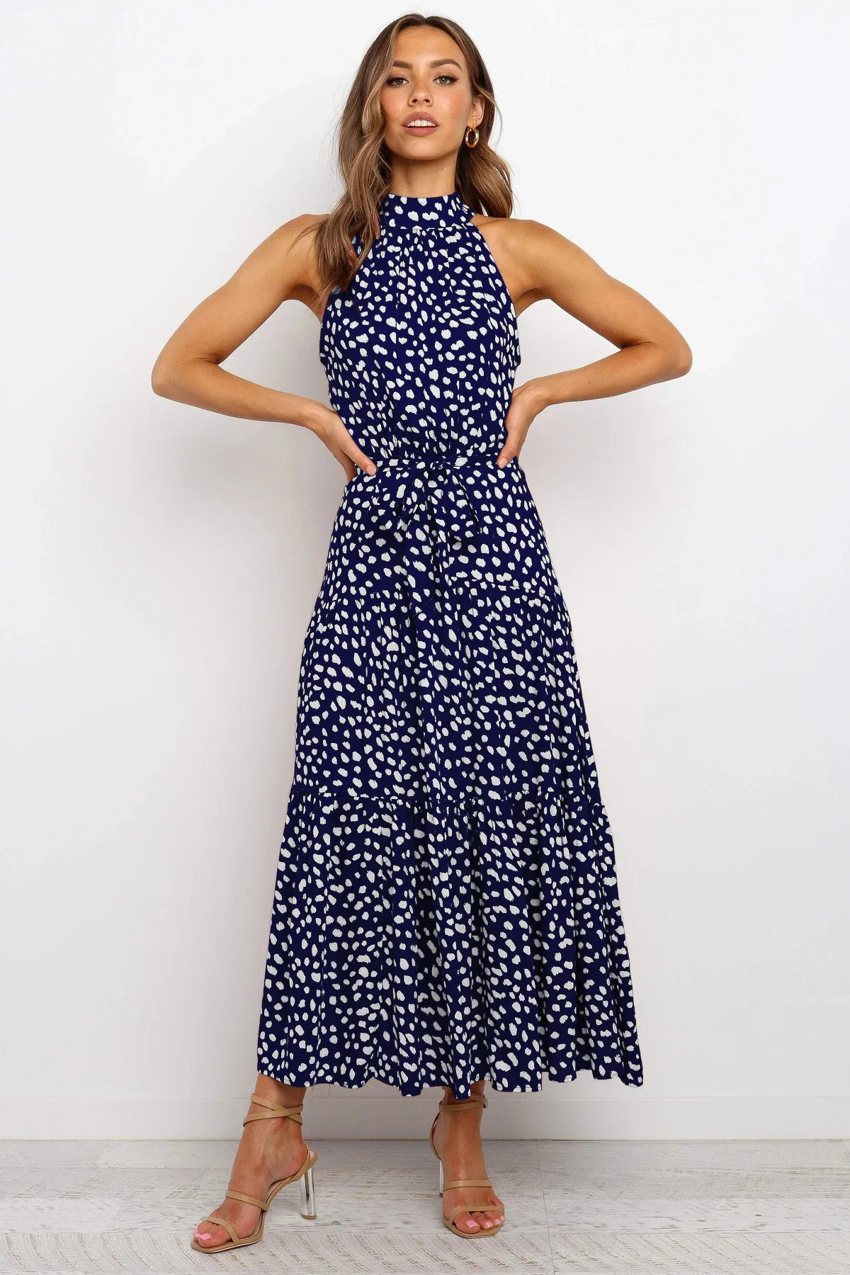 Women's Polka Dot Halter Dress