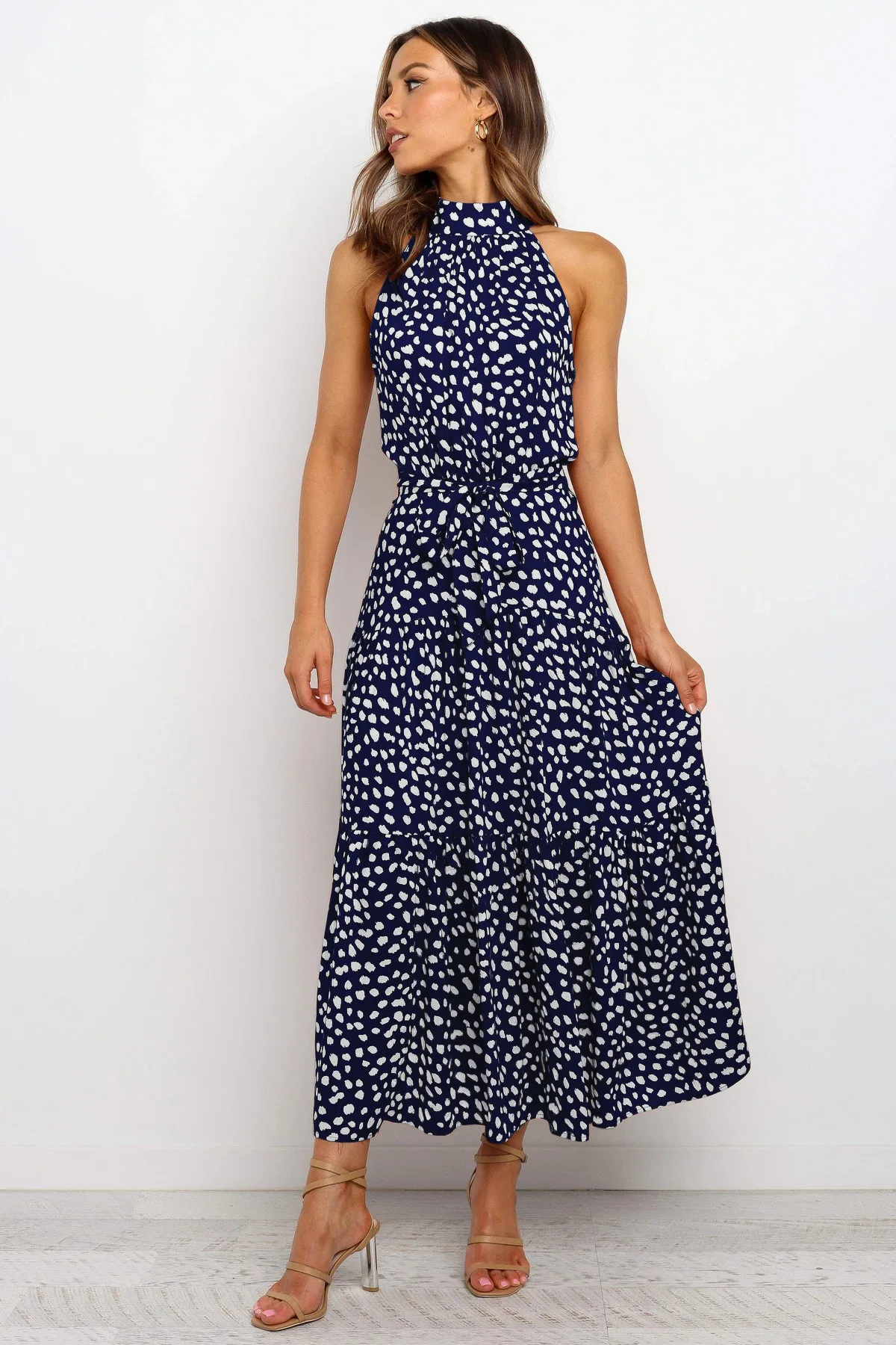 Women's Polka Dot Halter Dress