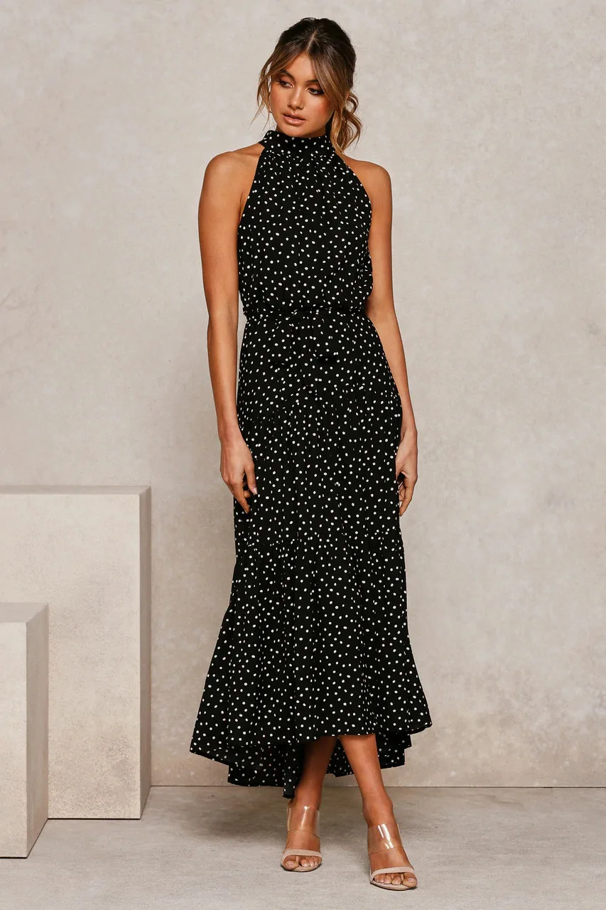 Women's Polka Dot Halter Dress