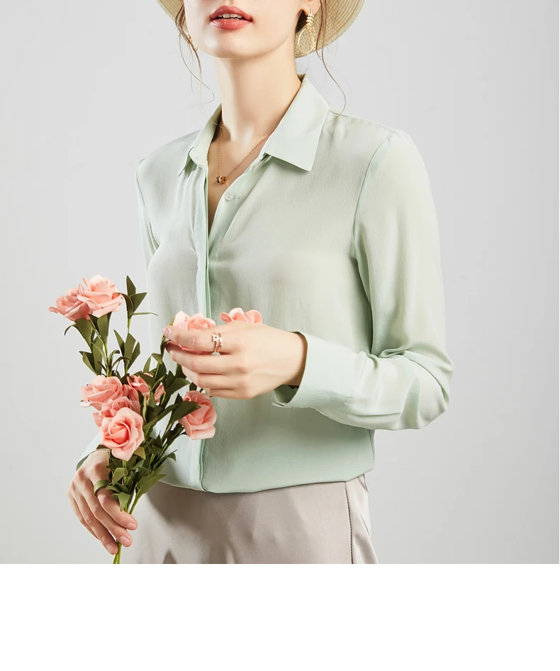 Women's Solid Color Silk Blouse