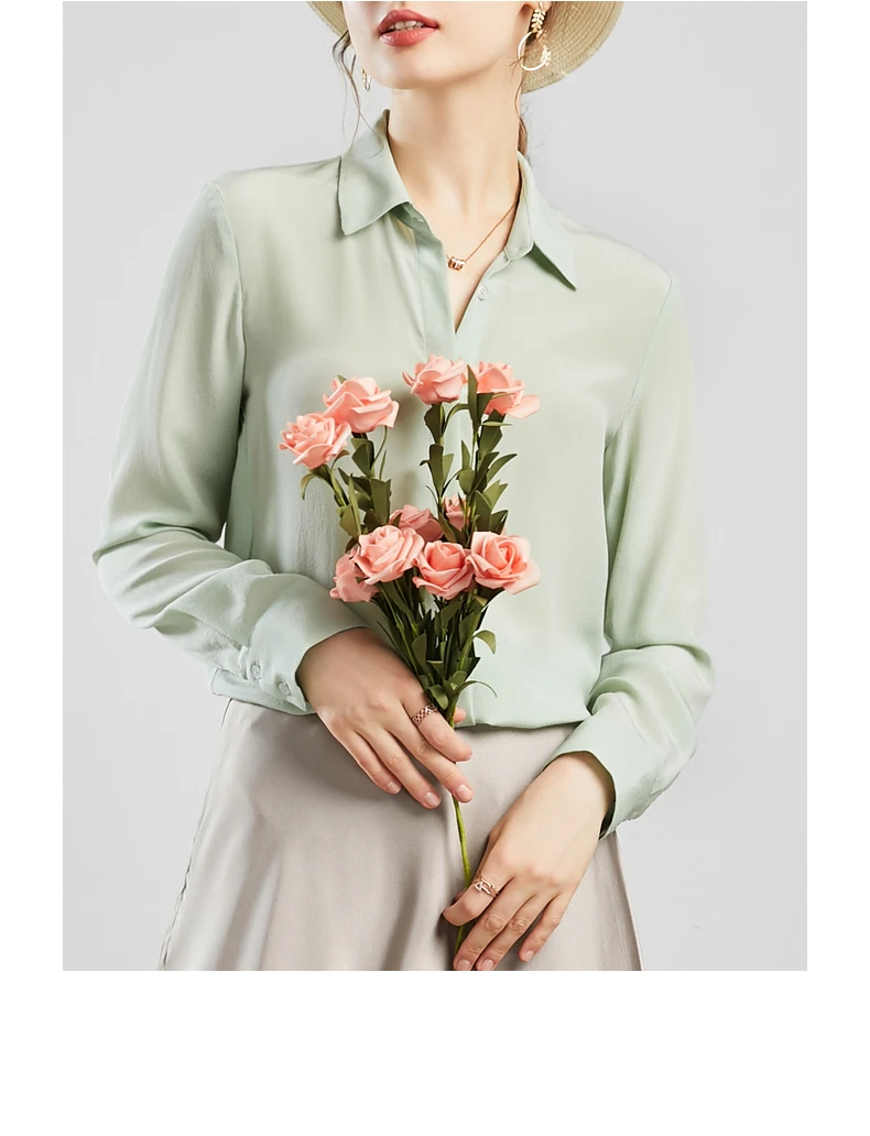 Women's Solid Color Silk Blouse