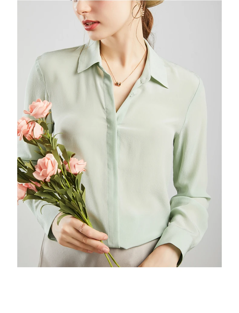 Women's Solid Color Silk Blouse