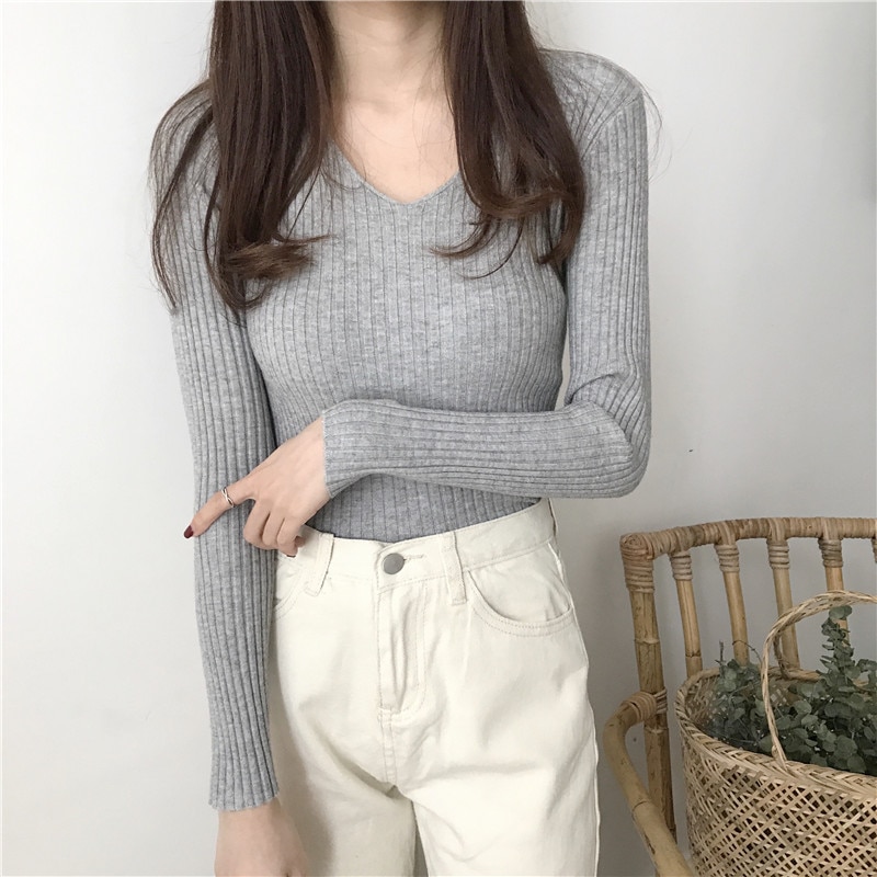 Women's V-Neck Basic Sweater