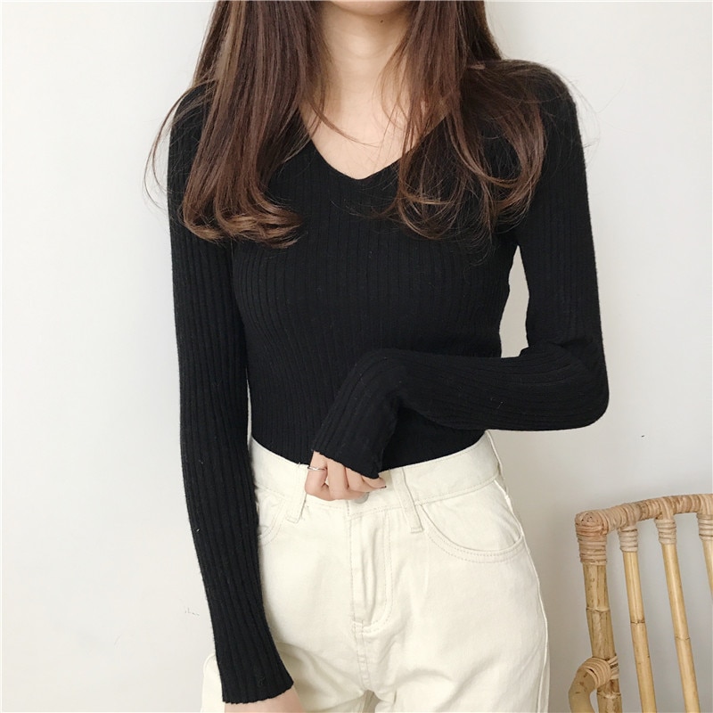 Women's V-Neck Basic Sweater