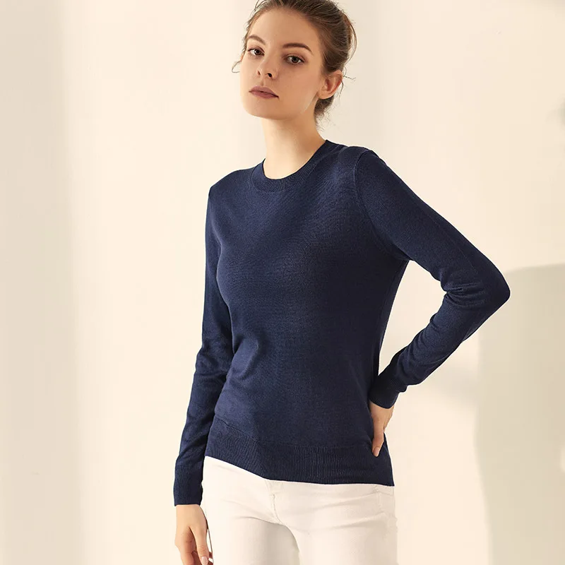 Women's Silk and Cashmere Basic Sweater