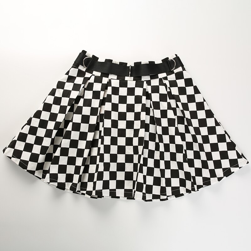 Women's Pleated Checkerboard Mini Skirt