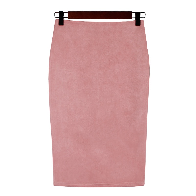 Slim Suede Midi Pencil Skirt for Women