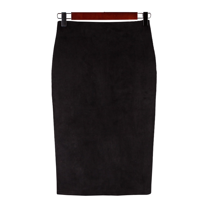 Slim Suede Midi Pencil Skirt for Women