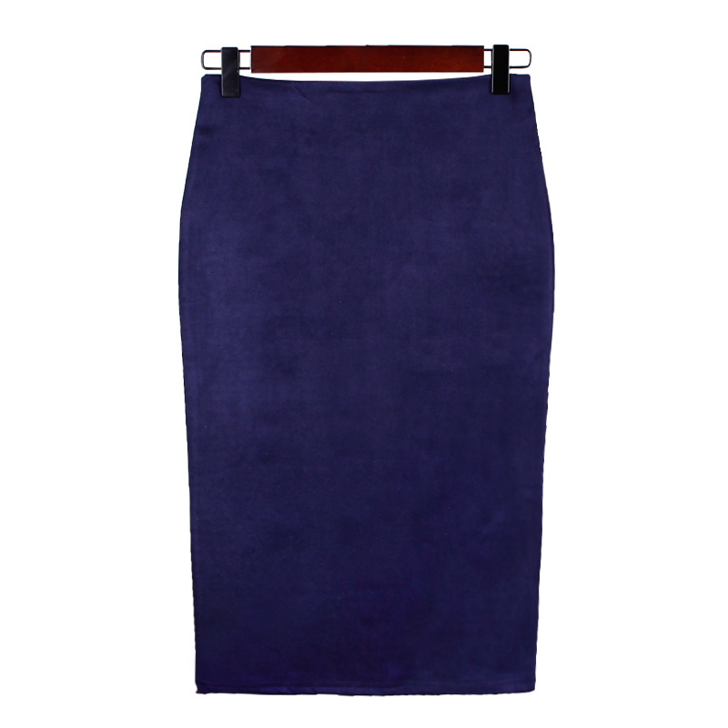 Slim Suede Midi Pencil Skirt for Women