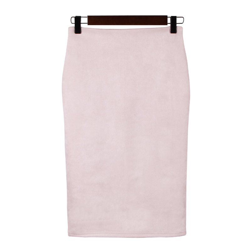 Slim Suede Midi Pencil Skirt for Women