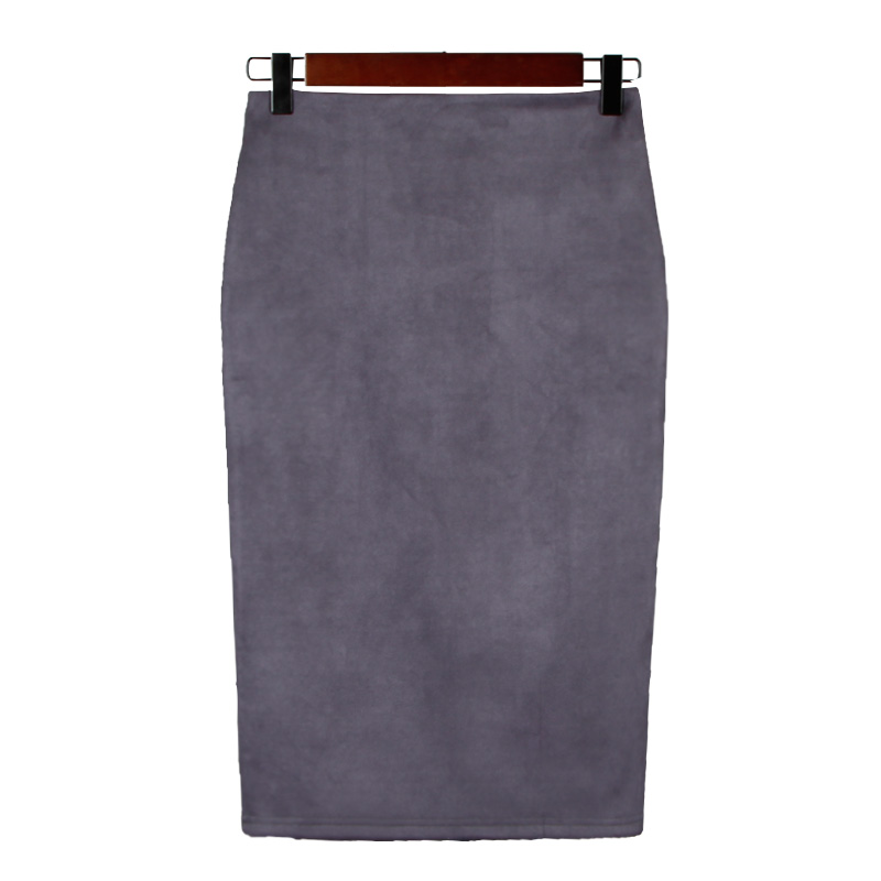 Slim Suede Midi Pencil Skirt for Women