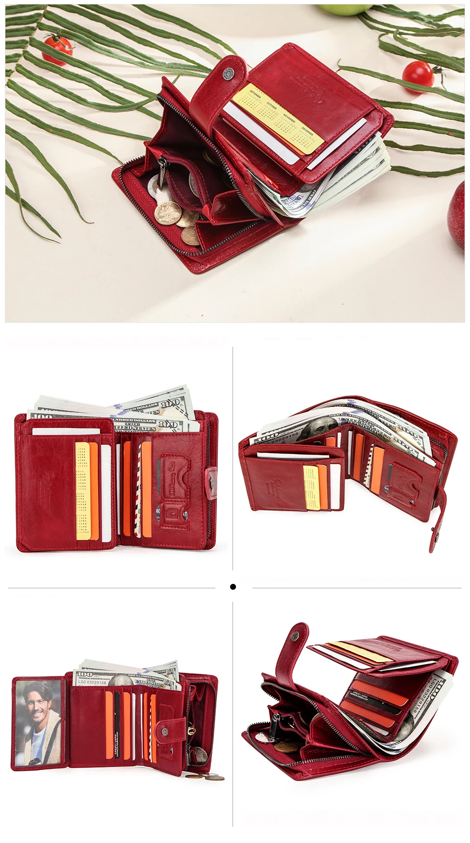 Women's Colorful Vertical Leather Wallet