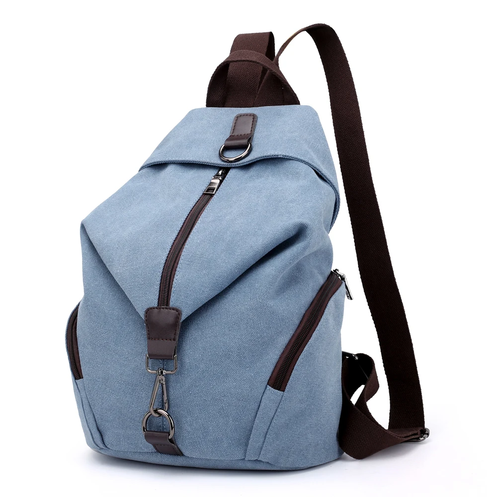 Women's Solid Color Canvas Backpack