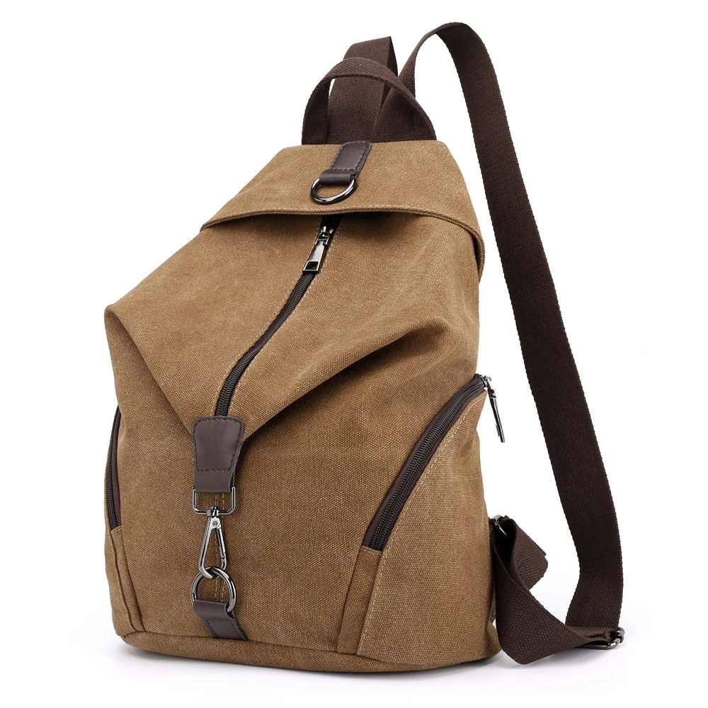 Women's Solid Color Canvas Backpack