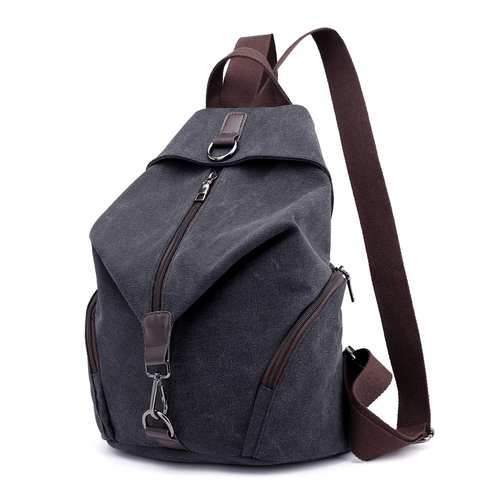 Women's Solid Color Canvas Backpack