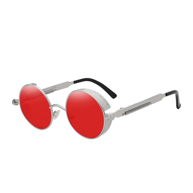 Silver with red lens