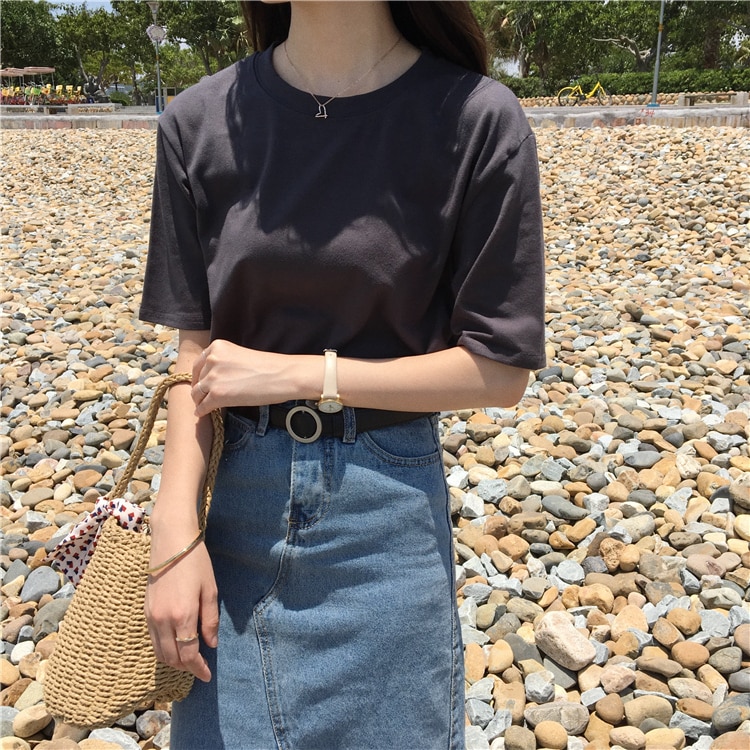 Women's Basic Solid Color T-Shirt