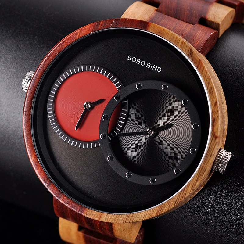 Round Shaped Mechanical Wooden Watch