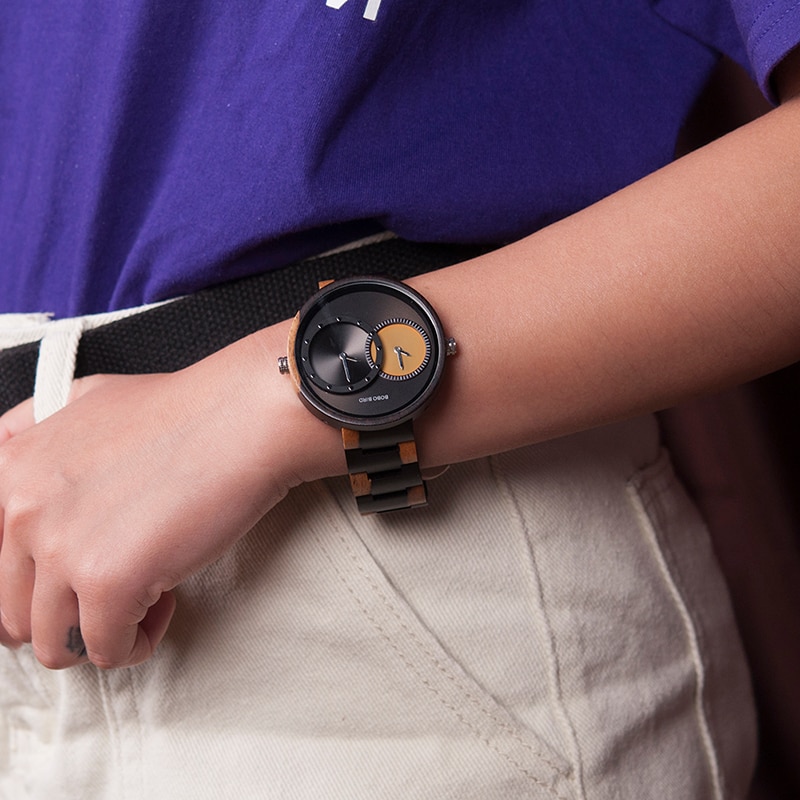 Round Shaped Mechanical Wooden Watch