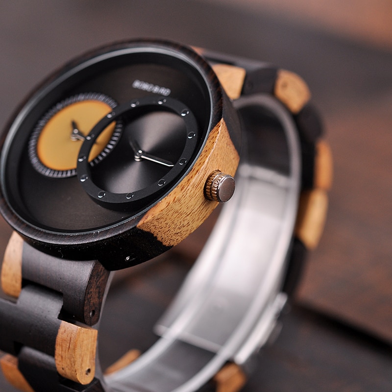 Round Shaped Mechanical Wooden Watch